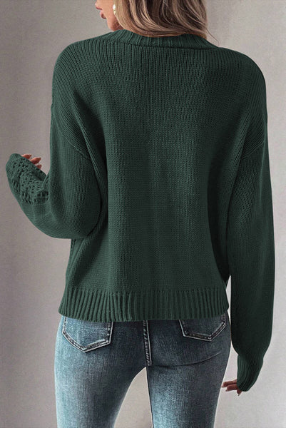 Green Open Knit Cardigan