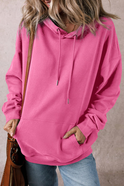 Pink Hooded Pullover with Kangaroo Pockets