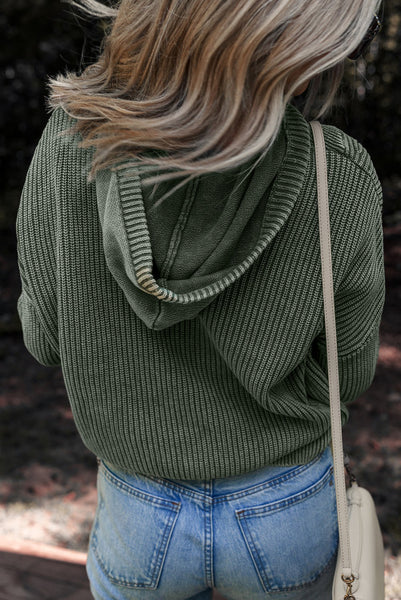 Green Mineral Wash Hooded Sweater
