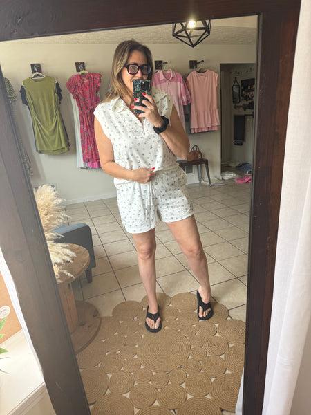 Floral 1/4 Zip and Shorts Set