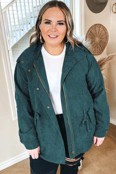 Curvy Teal Green Corduroy Jacket