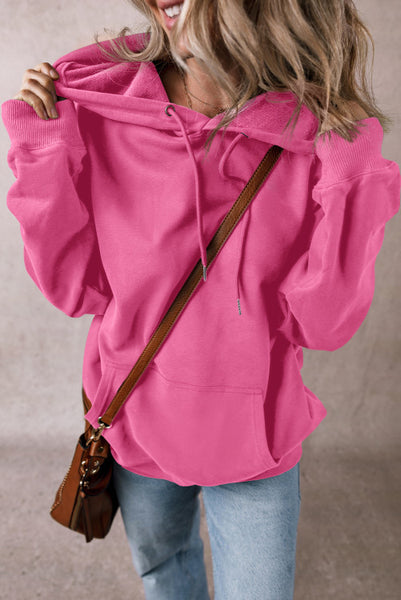 Pink Hooded Pullover with Kangaroo Pockets