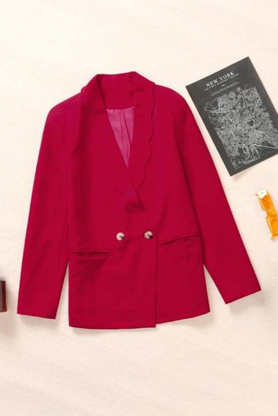 Berry Blazer with Scalloped Lapel