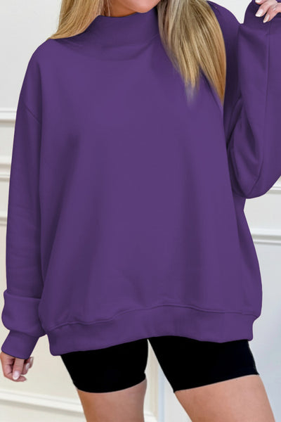 Purple Mock Neck Sweatshirt Pullover