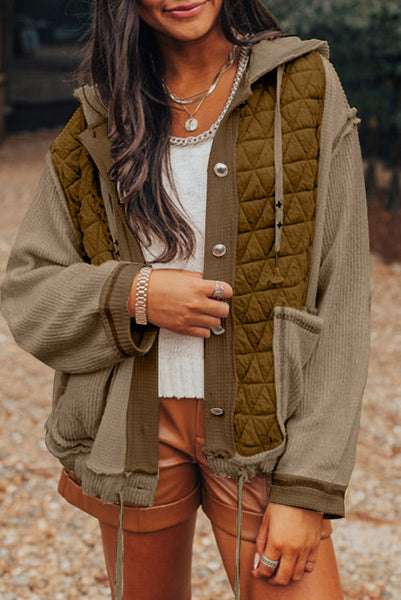 Olive Green Patchwork Quilted Jacket