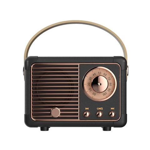 Black with Rose Gold Retro Style Bluetooth Speaker - Portable - Rechargeable