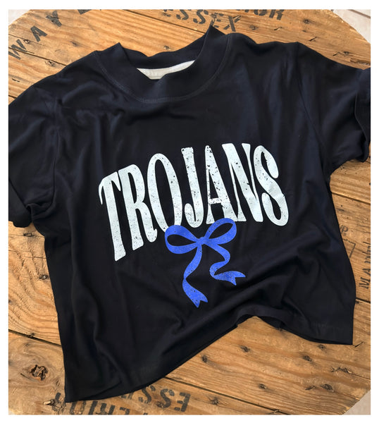 Trojans Cropped/Shorter Length Short Sleeve Crewneck Tee - Coquette