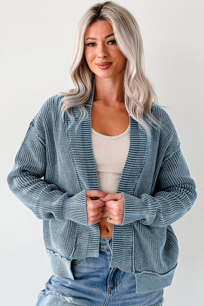 Open Front Exposed Seam Cardigan with Uneven Hemline