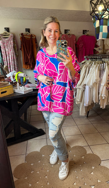 Tropical Print Oversized Top