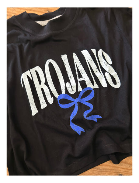 Trojans Cropped/Shorter Length Short Sleeve Crewneck Tee - Coquette