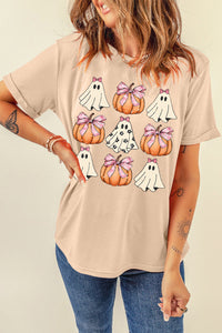 Bows Ghosts and Pumpkins Tee - Pink Halloween T-shirt