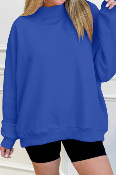 Royal Blue Mock Neck Sweatshirt Pullover