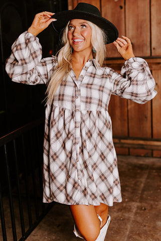 Plaid Flannel Button Up Babydoll Dress