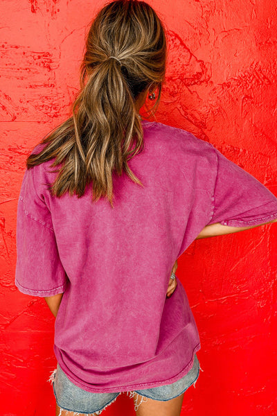 Rose Pink Mineral Wash Relaxed United States of America Tee - Patriotic - 4th of July - Memorial Day - Veteran's Day - USA
