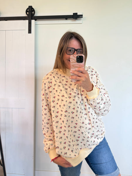 Floral Mock Neck Sweatshirt Pullover