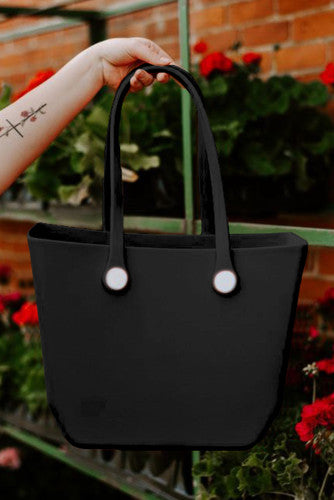 Waterproof EVA Tote Bags with Detachable Straps - Black - Pink
