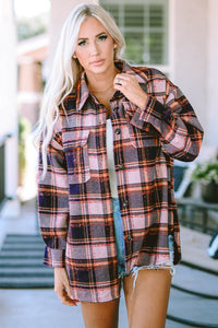 Navy Plaid Heavier Weight Shacket with Flap Pockets and a Vintage Style