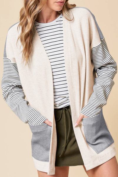 Open Front Colorblock Cardigan