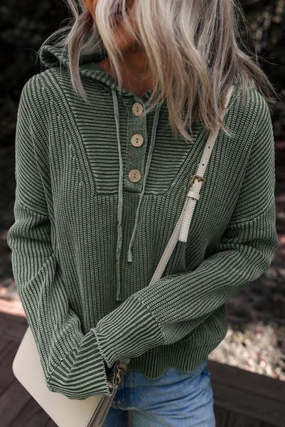 Green Mineral Wash Hooded Sweater