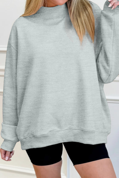 Light Gray Mock Neck Sweatshirt Pullover