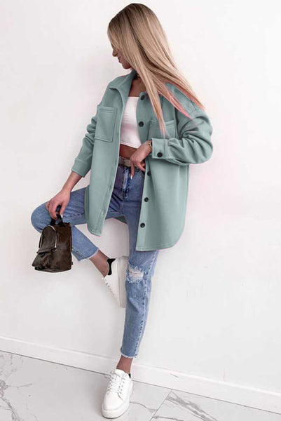 Soft Blue Button Up Shacket