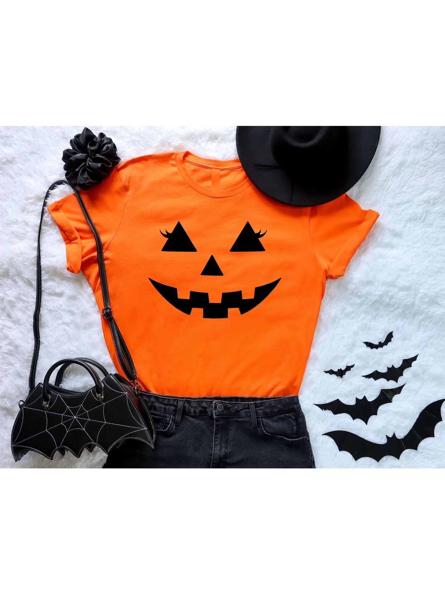 Girly Jack O’ Lantern Orange Tee - Halloween Tshirt