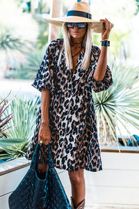 Leopard Print Button Up Dress