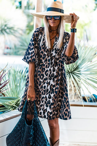 Leopard Print Button Up Dress