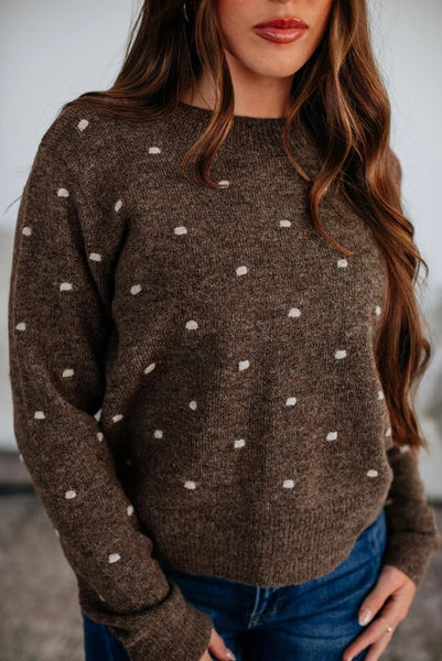 Coffee Brown Polka Dot Sweater