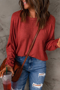 Red Long Sleeve Oversized Top