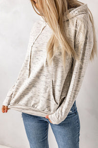 Gray Marbled Hooded Pullover with Kangaroo Pocket