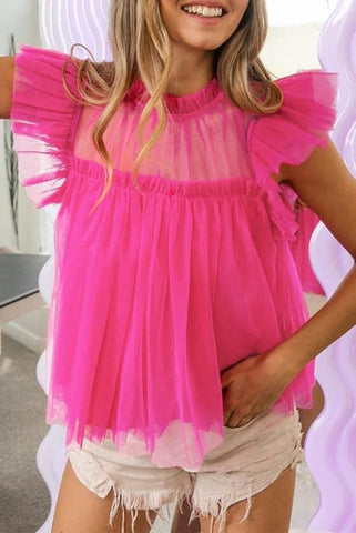 Pink Frilly Tulle Top