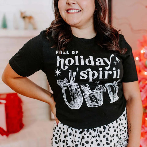 Full of Holiday Spirit Tee - Black T-shirt - Bella Canvas