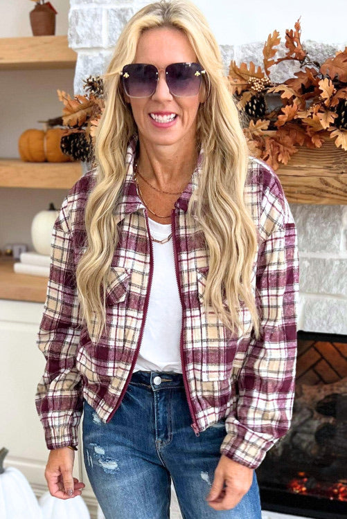 Plaid Cropped Jacket - Fully Lined