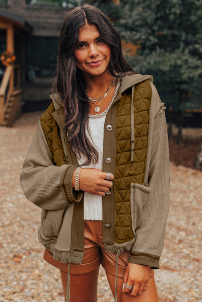 Olive Green Patchwork Quilted Jacket