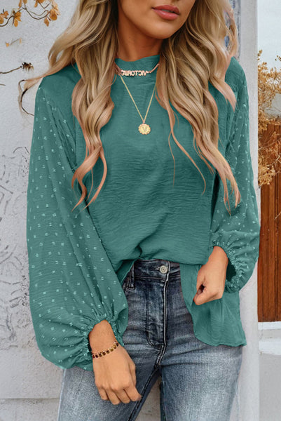 Sea Green Swiss Dot Long Sleeve Top