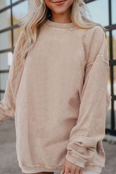 Cream Long Sleeve Corded Pullover