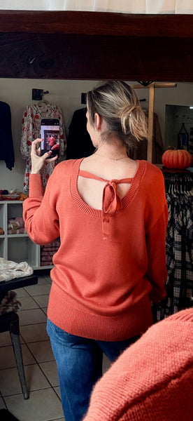 Rust Tie Back Sweater
