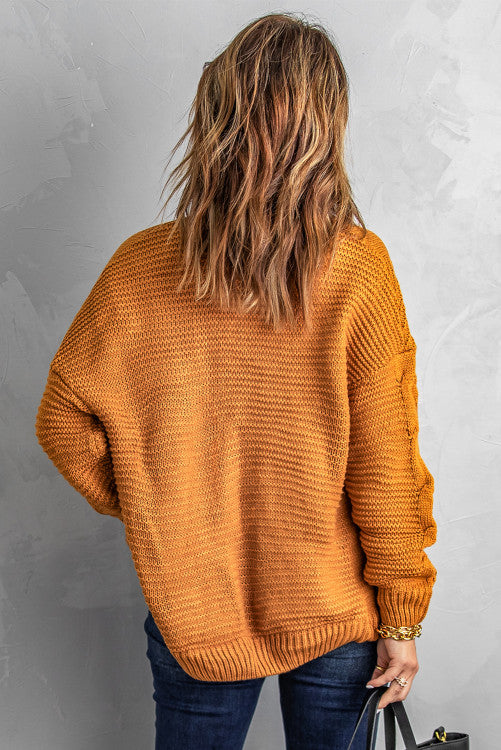 Mustard cable knit cardigan hotsell