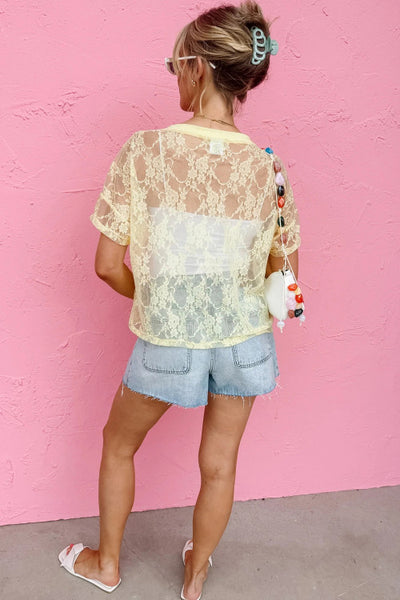 Lace Top in Butter Yellow