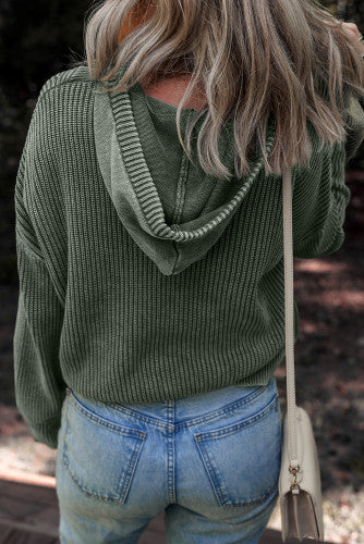 Green Mineral Wash Hooded Sweater