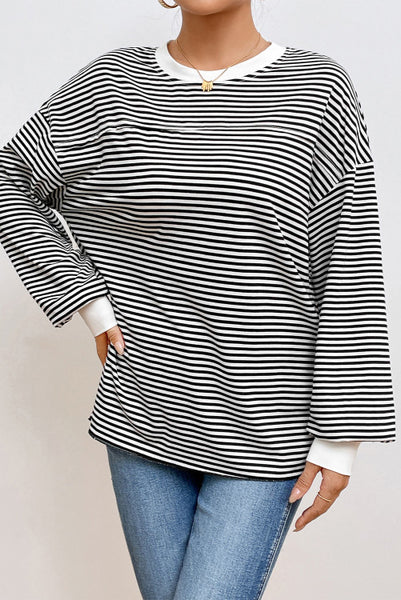 Oversized Black and White Striped Top