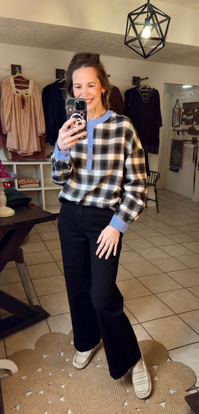 Black Double Button High Waist Wide Leg Jeans