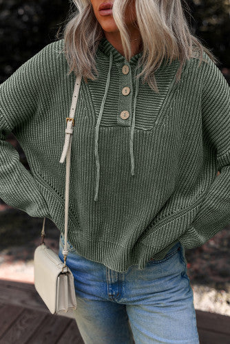 Green Mineral Wash Hooded Sweater