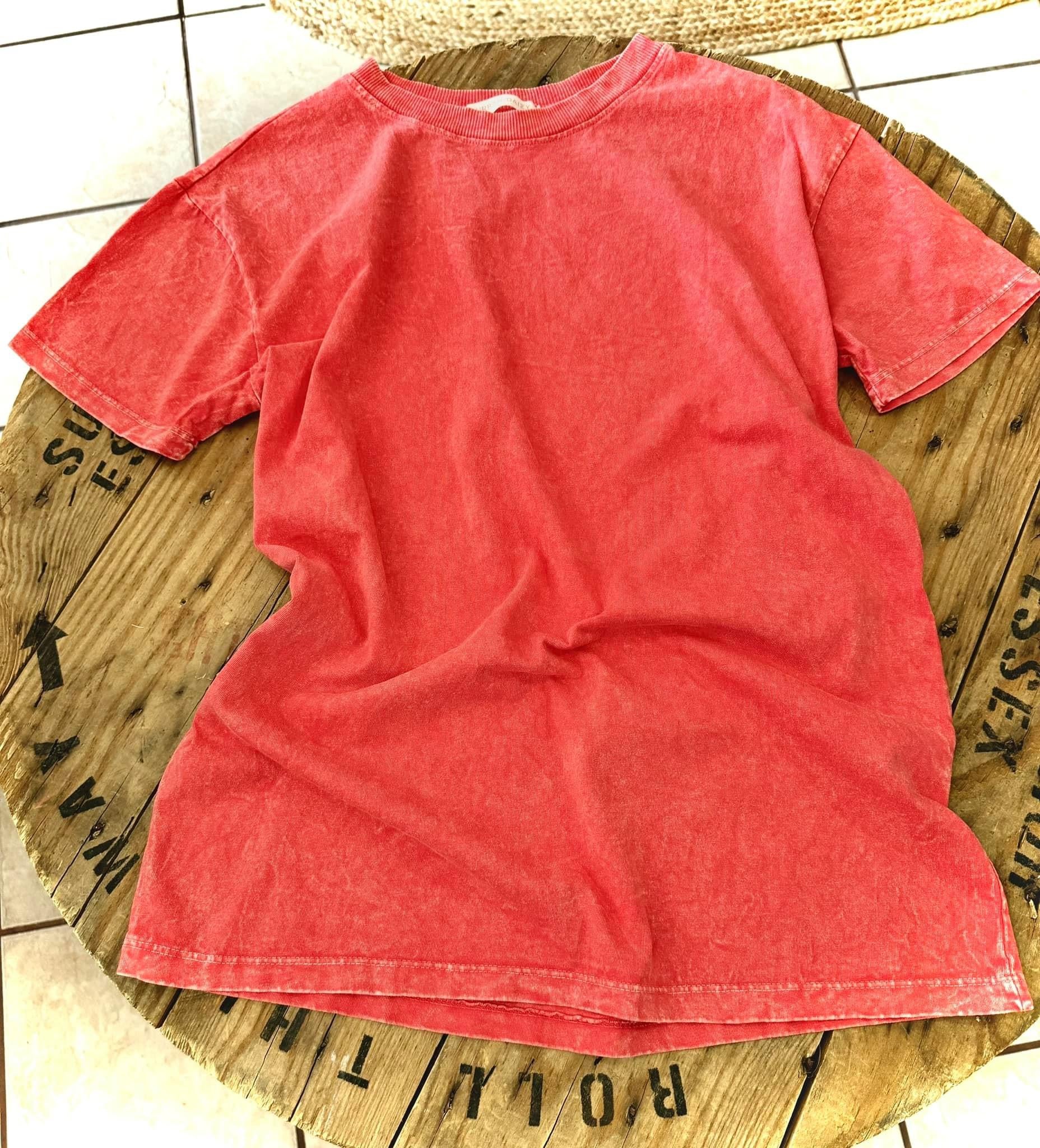 Red Mineral Wash Tee - Urban Daizy