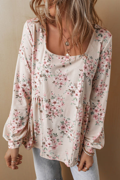 Floral Long Sleeve with Scoop Neck