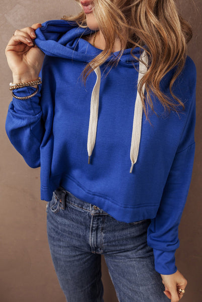 Cropped Blue Hooded Pullover