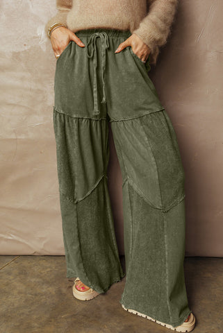 Vintage Green Mineral Wash Boho Pants