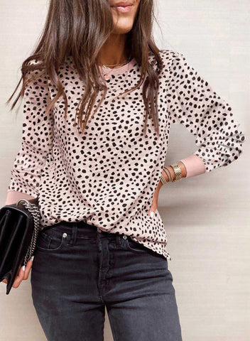 Soft and Stretchy Leopard Spotted Long Sleeve Top - Cheetah