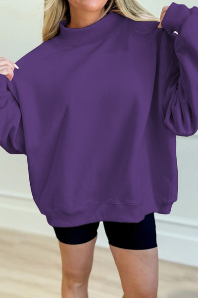 Purple Mock Neck Sweatshirt Pullover